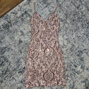Windsor Pink Sequin Bodycon Midi Dress